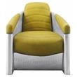ACME Brancaster Top Grain Leather Upholstery Accent Chair in Yellow and Aluminum