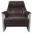 ACME Brancaster Tufted Accent Chair in Espresso Top Grain Leather and Aluminum