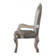 ACME Dresden Faux Leather Upholstered Arm Chair in Vintage Bone White Set of 2