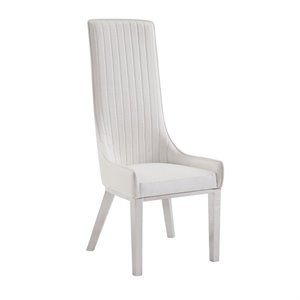 acme furniture gianna dining chair in white pu and stainless steel (set of 2)