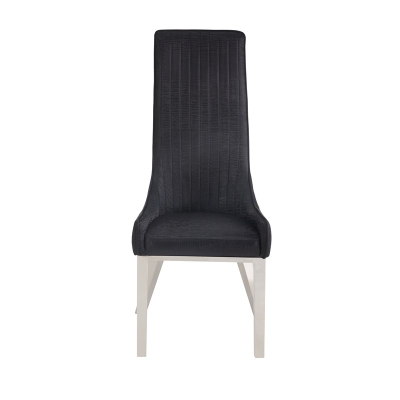 Gianna Dining Chair (Set-2) in Black PU and Stainless Steel