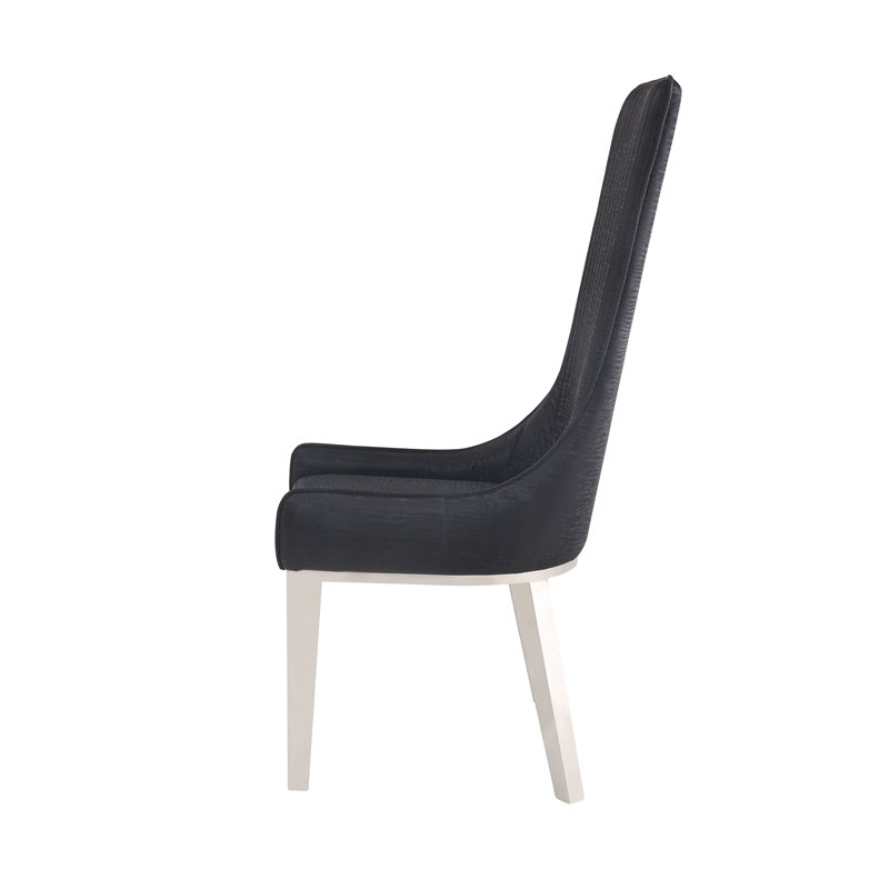 Gianna Dining Chair (Set-2) in Black PU and Stainless Steel