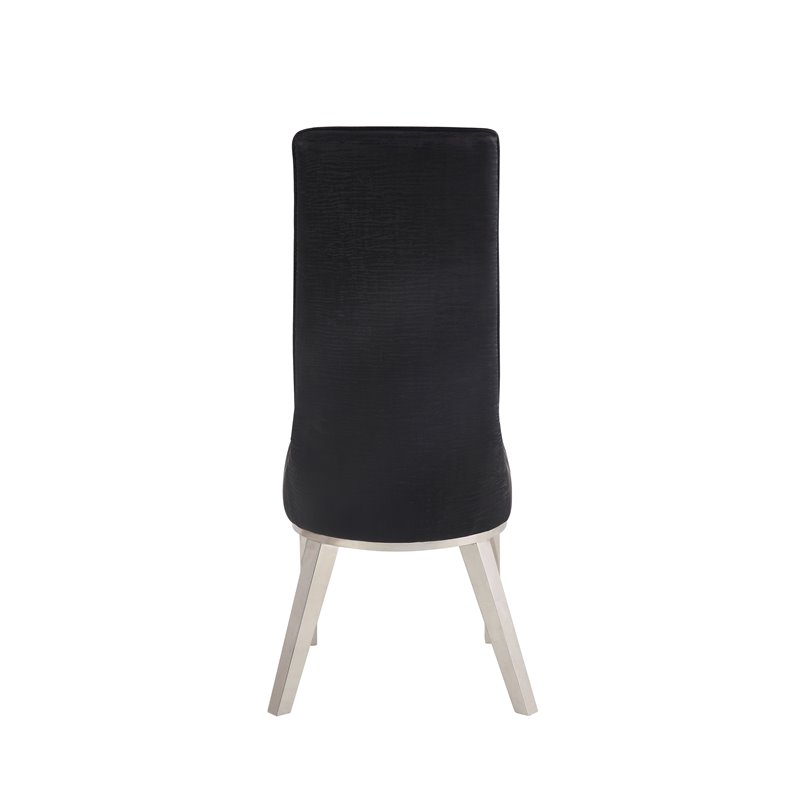 Gianna Dining Chair (Set-2) in Black PU and Stainless Steel