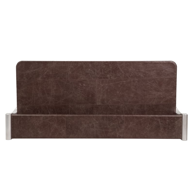 Brancaster Desk in Retro Brown Top Grain Leather and Aluminum