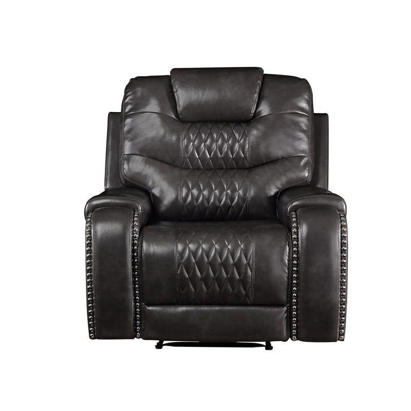 ACME Braylon Faux Leather Tufted Motion Recliner in Magnetite Black