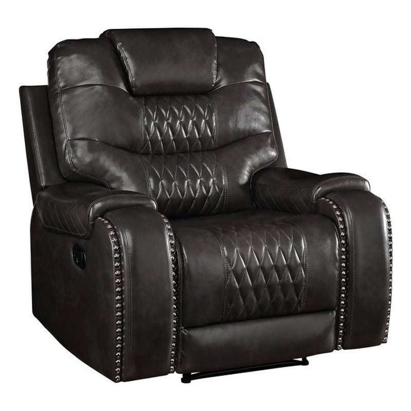 ACME Braylon Faux Leather Tufted Motion Recliner in Magnetite Black