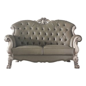 ACME Dresden Tufted Upholstered Loveseat with Pillows in Vintage Bone White