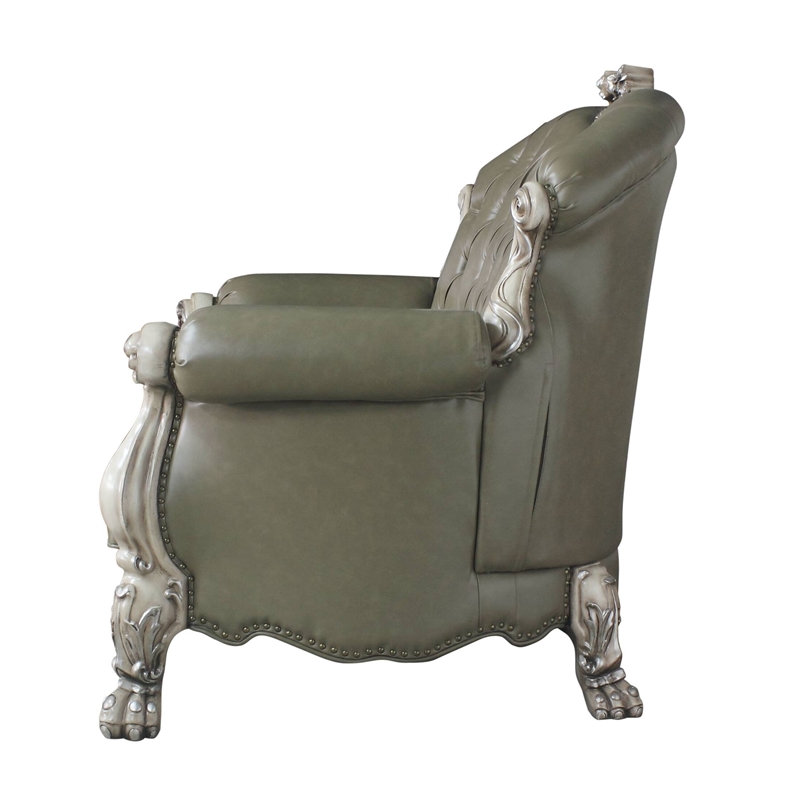 ACME Dresden Tufted Upholstered Loveseat with Pillows in Vintage Bone White