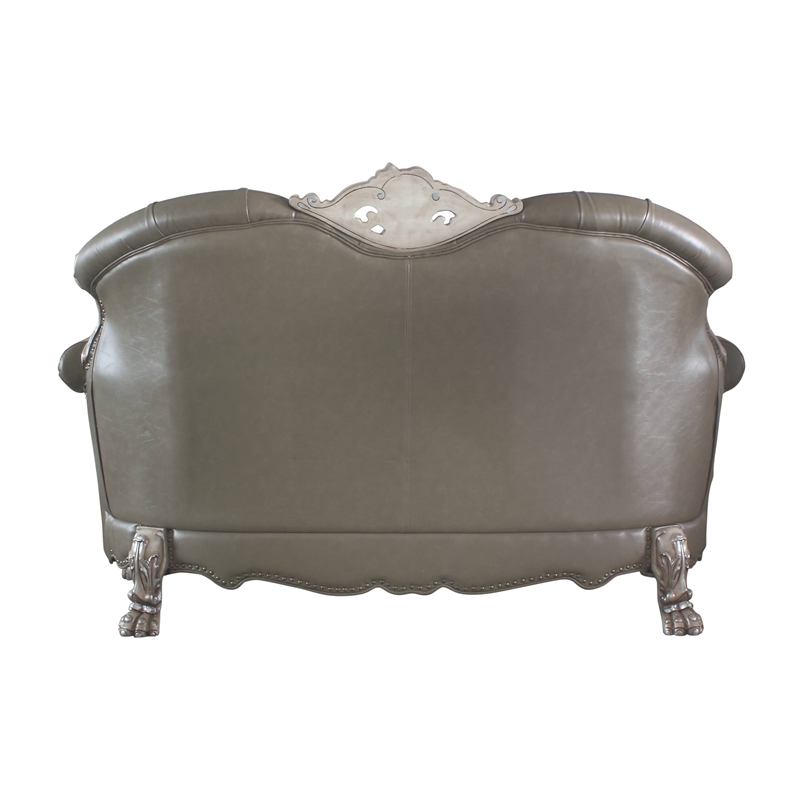 ACME Dresden Tufted Upholstered Loveseat with Pillows in Vintage Bone White