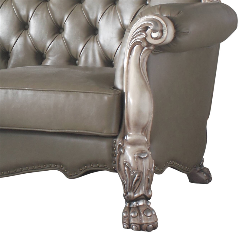 ACME Dresden Tufted Upholstered Loveseat with Pillows in Vintage Bone White