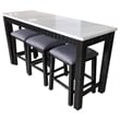 Necalli 4Pc Pack Counter Height Set in Weathered Espresso / Marble / Wood