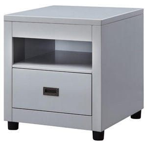 ACME Eleanor 1-Drawer Wooden End Table with Open Compartment in Dove Gray