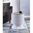 ACME Otith Round Wooden Accent Table with Drawer in White High Gloss and Natural