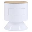 ACME Otith Round Wooden Accent Table with Drawer in White High Gloss and Natural