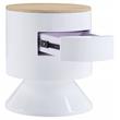 ACME Otith Round Wooden Accent Table with Drawer in White High Gloss and Natural
