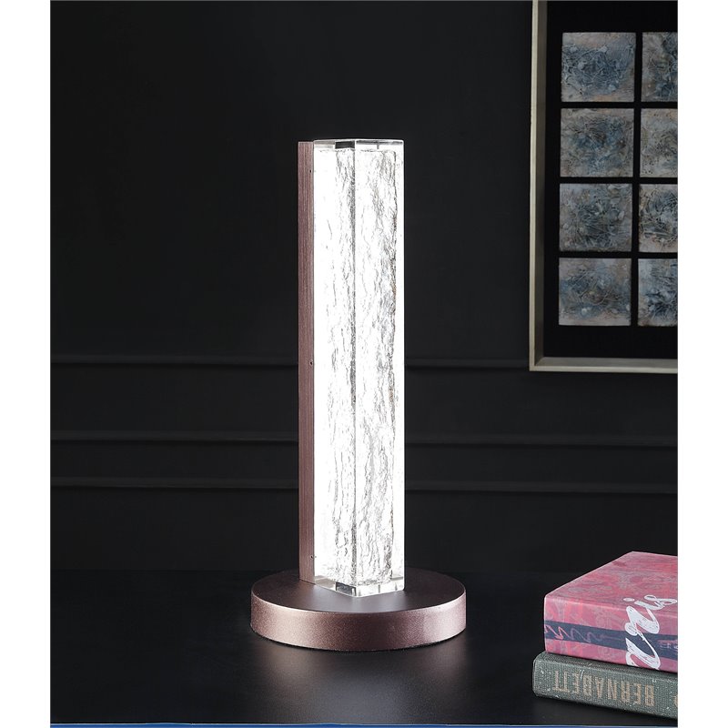 ACME Vreni Rectangular Metal Table Lamp in Brown