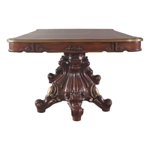ACME Picardy Double Pedestal Dining Table with Removable Leaf in Honey Oak Wood