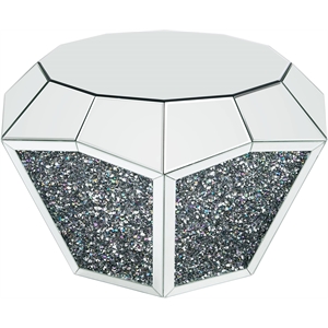 acme noralie coffee table in mirrored and faux diamonds