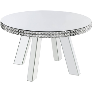 acme lotus coffee table in mirrored and faux crystals