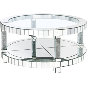 acme fafia coffee table in mirrored and faux gems