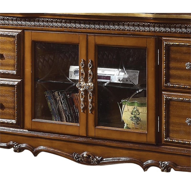 ACME Picardy Poly-Resin and Wood Entertainment Center in Honey Oak