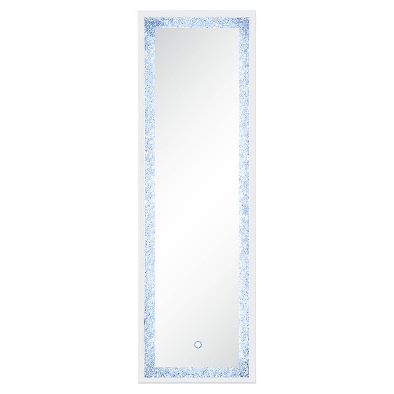 ACME Noralie Wooden Frame Floor Mirror in Mirrored and Faux Diamonds