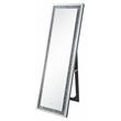 ACME Noralie Wooden Frame Floor Mirror in Mirrored and Faux Diamonds