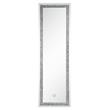 ACME Noralie Wooden Frame Floor Mirror in Mirrored and Faux Diamonds