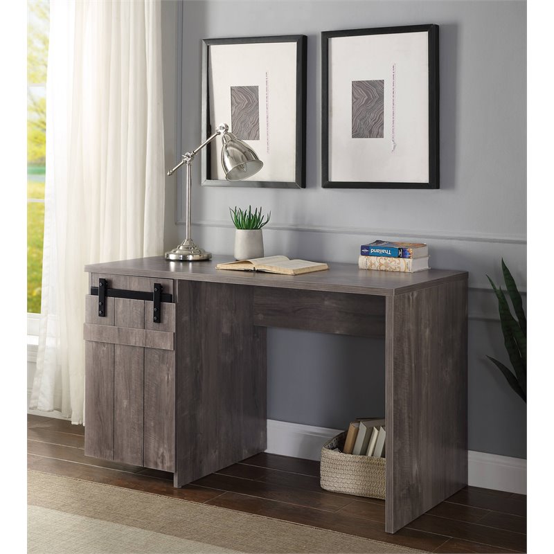 ACME Bellarosa Rectangular 1 Door Wooden Desk in Gray Washed