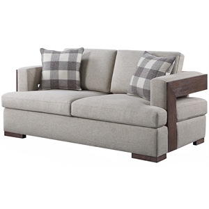 Acme Niamey Loveseat with 2 Pillows in Fabric & Cherry