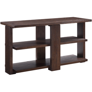 acme niamey 2-shelf wooden living room console table in cherry