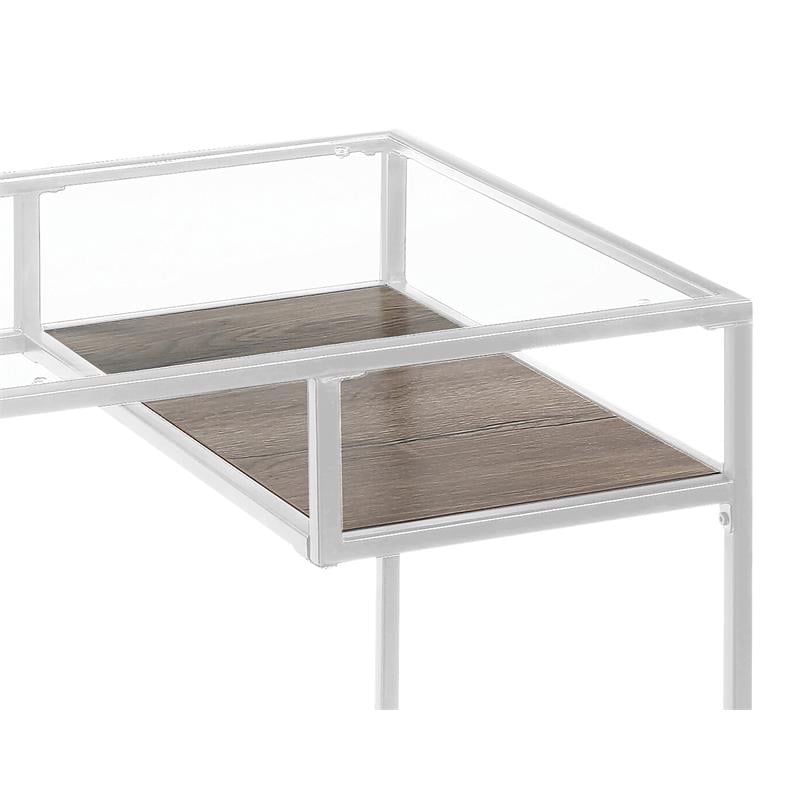 ACME Yasin Glass Rectangle Top 1-Shelf Writing Desk in White and Clear