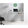 ACME Yasin Glass Rectangle Top 1-Shelf Writing Desk in White and Clear