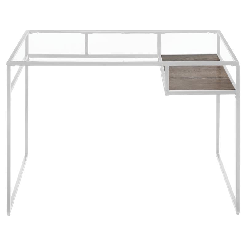 ACME Yasin Glass Rectangle Top 1-Shelf Writing Desk in White and Clear