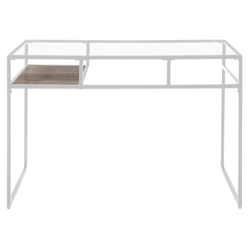 ACME Yasin Glass Rectangle Top 1-Shelf Writing Desk in White and Clear