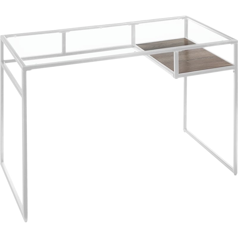 ACME Yasin Glass Rectangle Top 1-Shelf Writing Desk in White and Clear
