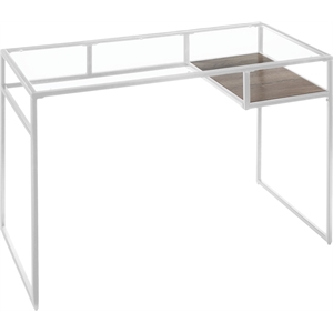 ACME Yasin Glass Rectangle Top 1-Shelf Writing Desk in White and Clear