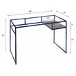 ACME Yasin Glass Rectangle Top 1-Shelf Writing Desk in Blue and Clear