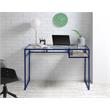 ACME Yasin Glass Rectangle Top 1-Shelf Writing Desk in Blue and Clear