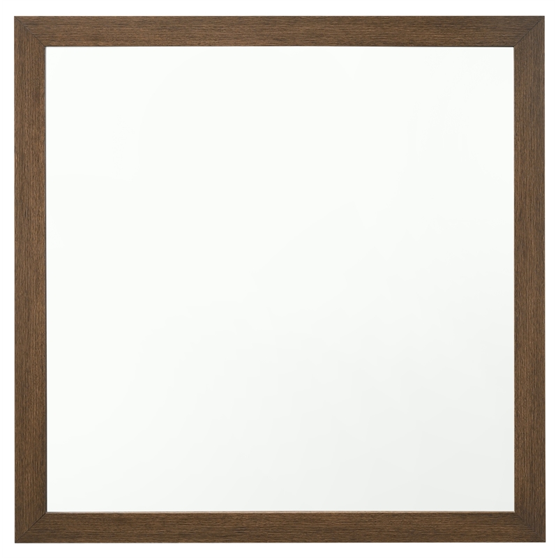 ACME Miquell Contemporary Wood Frame Bedroom Square Mirror in Oak