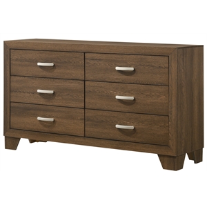 acme miquell composite wood 6-drawer bedroom dresser in oak