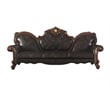 ACME Picardy Faux Leather Upholstered Sofa with 5 Pillows in Vintage Cherry Oak