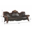 ACME Picardy Faux Leather Upholstered Sofa with 5 Pillows in Vintage Cherry Oak