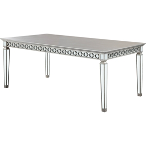 acme varian dining table in mirrored and antique platinum