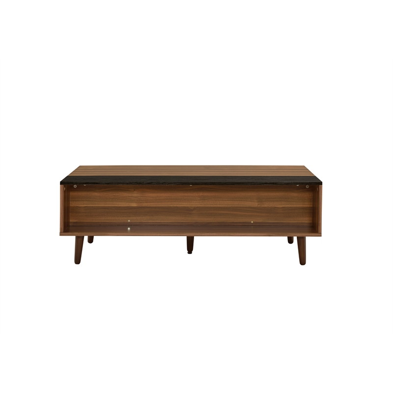 ACME Avala Rectangular Wooden Coffee Table with Lift Top in Walnut and Black