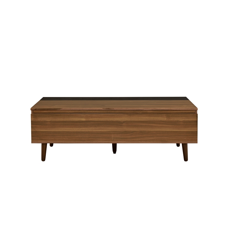 ACME Avala Rectangular Wooden Coffee Table with Lift Top in Walnut and Black