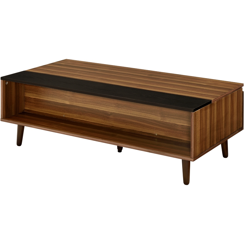 ACME Avala Rectangular Wooden Coffee Table with Lift Top in Walnut and Black