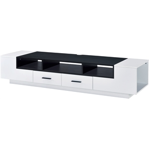acme armour tv stand in white and black