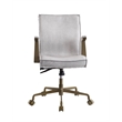 ACME Attica  Top Grain Leather Swivel Executive Office Chair in Vintage White