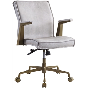 acme attica executive office chair in vintage white top grain leather